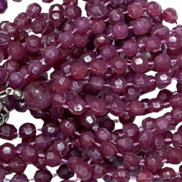 Short purple stranded necklace - Picture 3 of 5